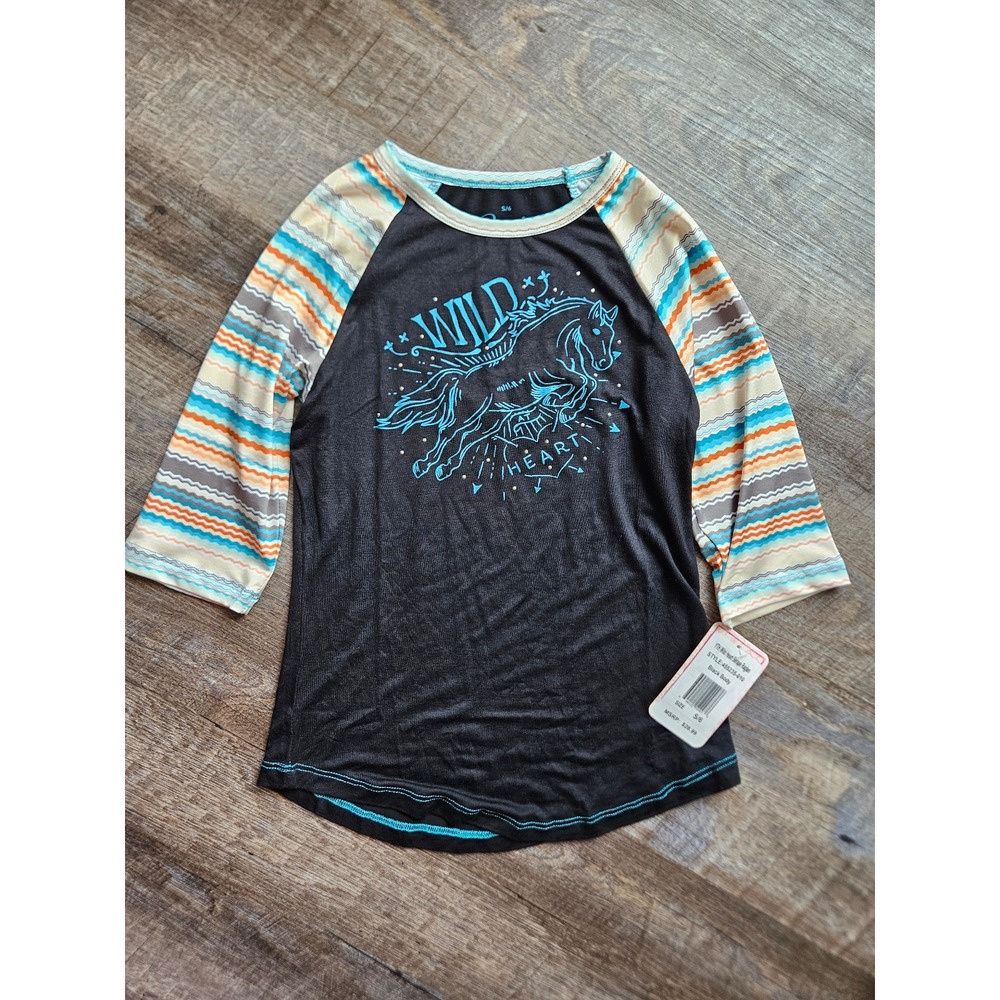 Cowgirl Hardware 3/4 sleeve size 5/6 horse tee NWT